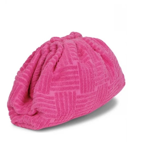 Bottega Veneta Pouch sponge clutch in pink terry cloth with intrecciato jacquard - Picture 1 of 6